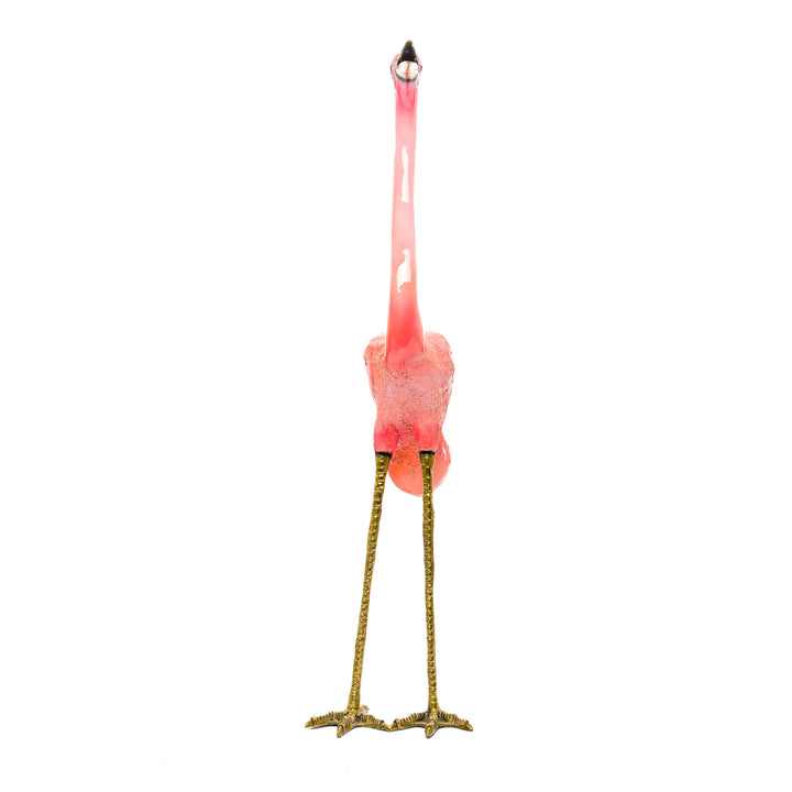 Tropical flamingo sculpture for indoor and outdoor décor.