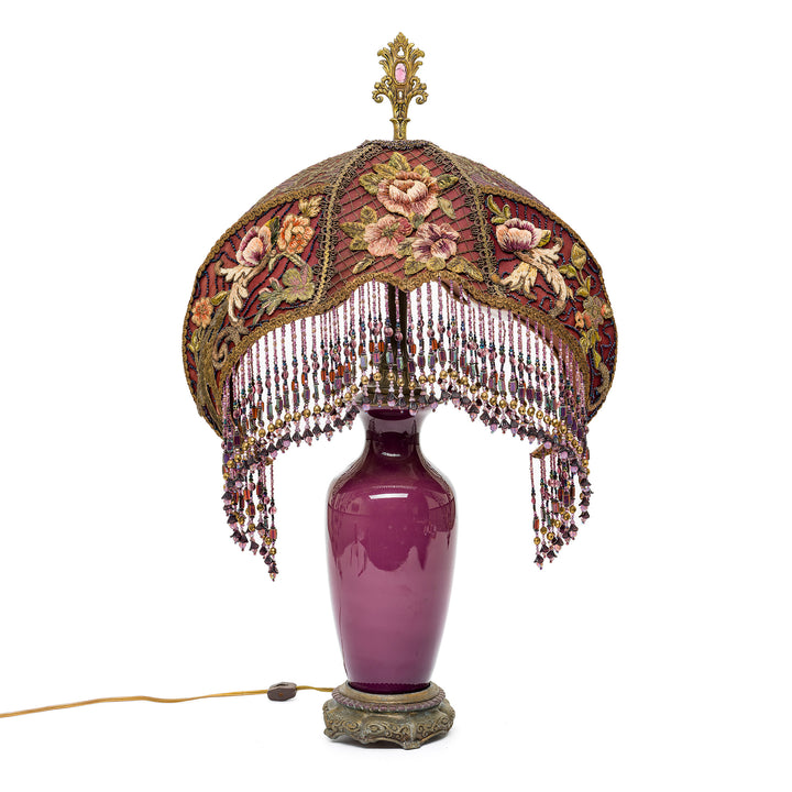 Luxurious vintage-style lamp with rich embroidery