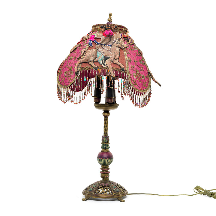 Majestic warrior lamp with elegant beaded detailing