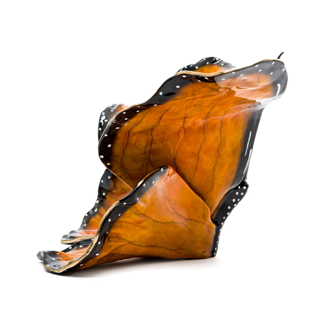 Side profile of large monarch butterfly bronze sculpture