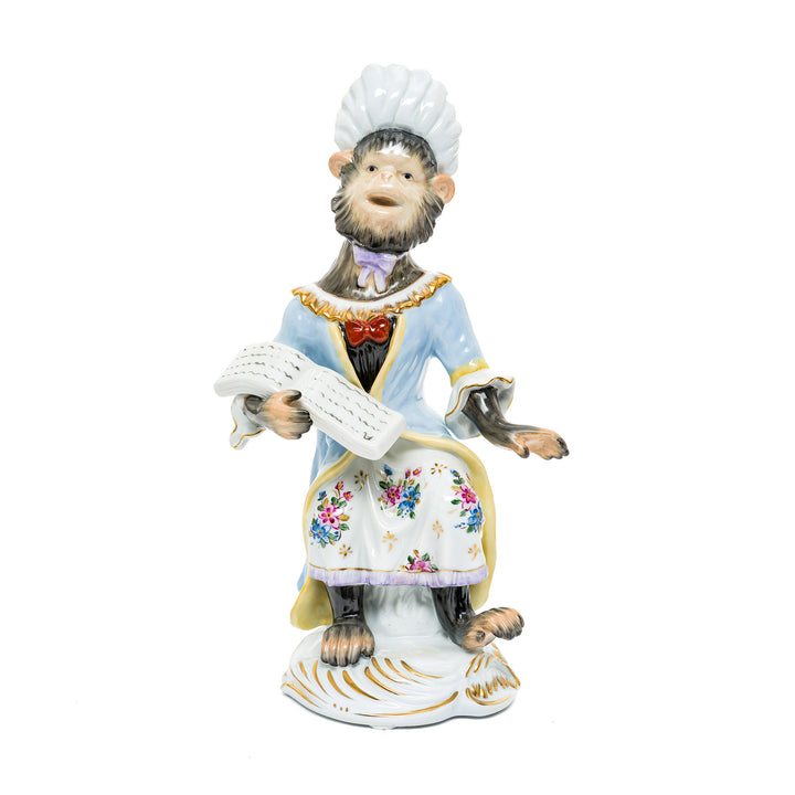 Musical Monkey Maestro German porcelain figurine of a monkey dressed as a conductor.