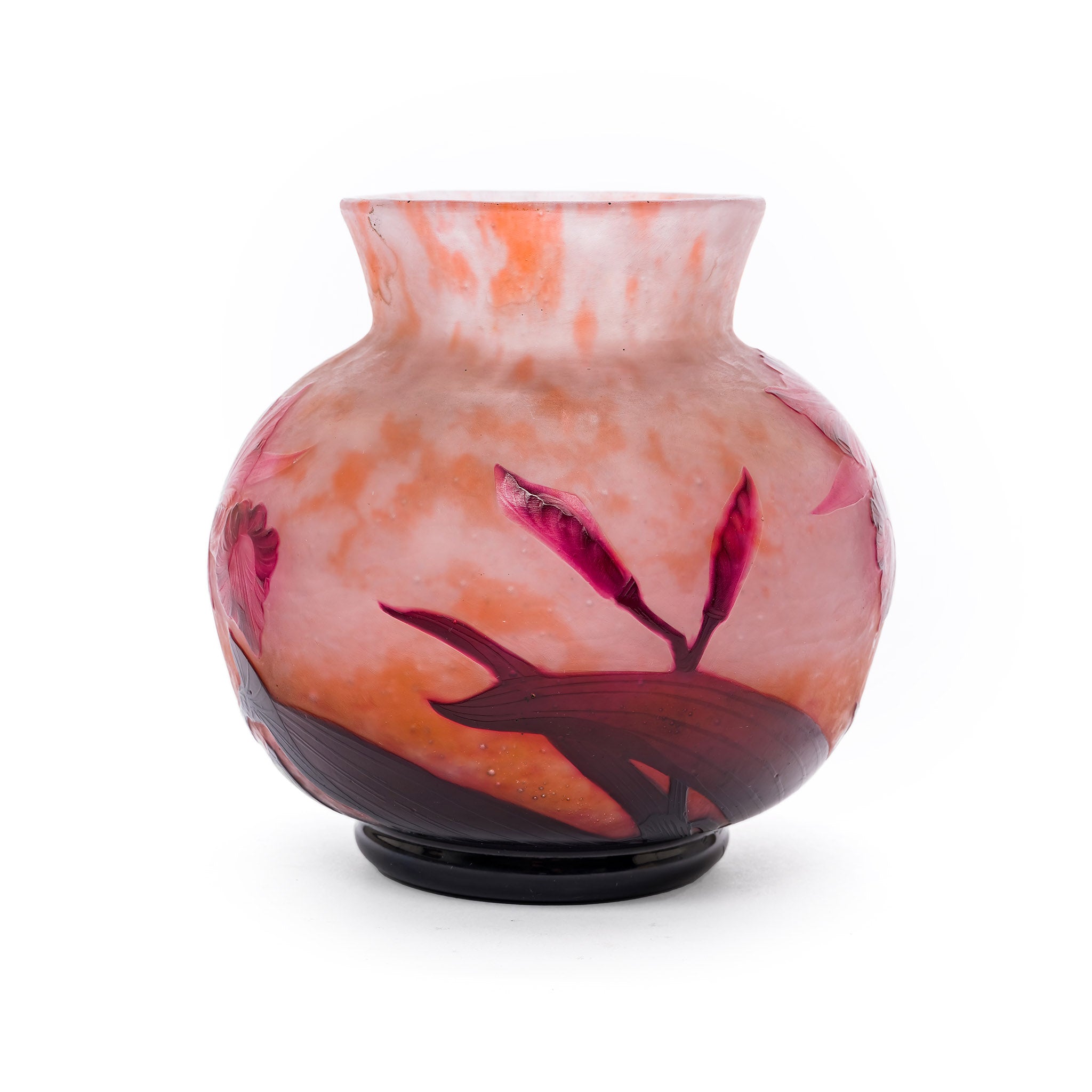 Daum Nancy Orchid Cameo Vase – Wheel Carved and Signed