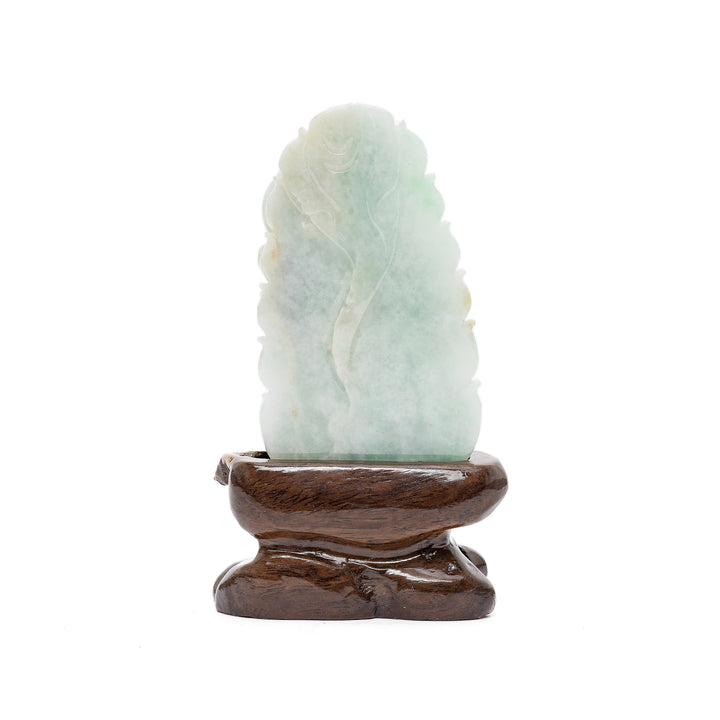 Rear of jade Bodhisattva statue on wood base