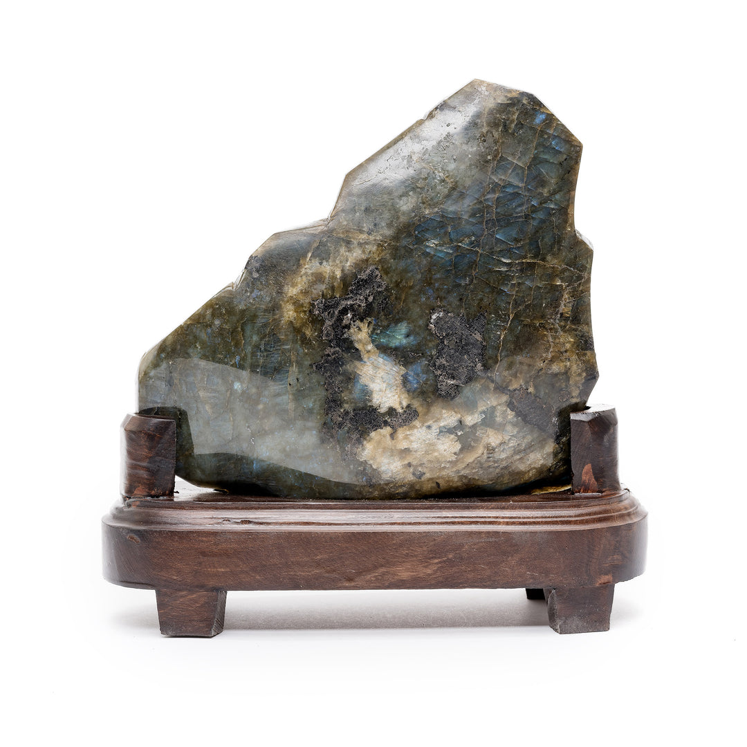 Rear view of carved gemstone horse scene