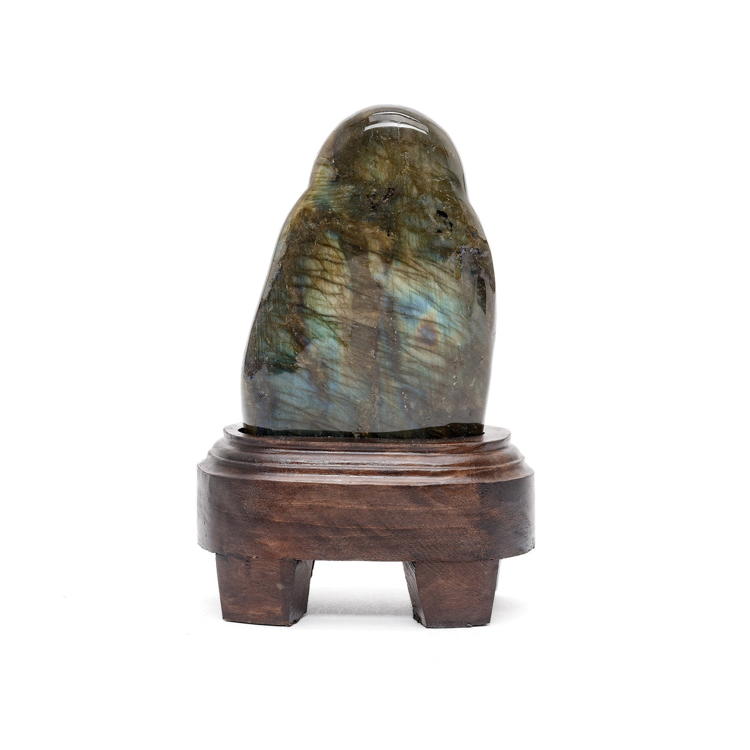 Rear view of labradorite spiritual statue