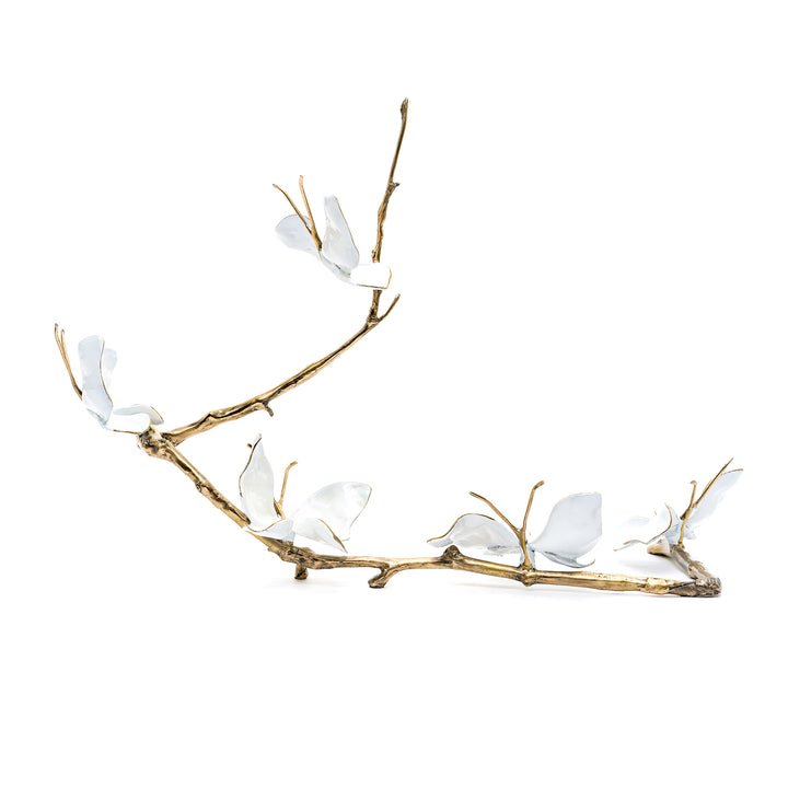 Full angle of Daybreak sculpture showing branch and butterflies