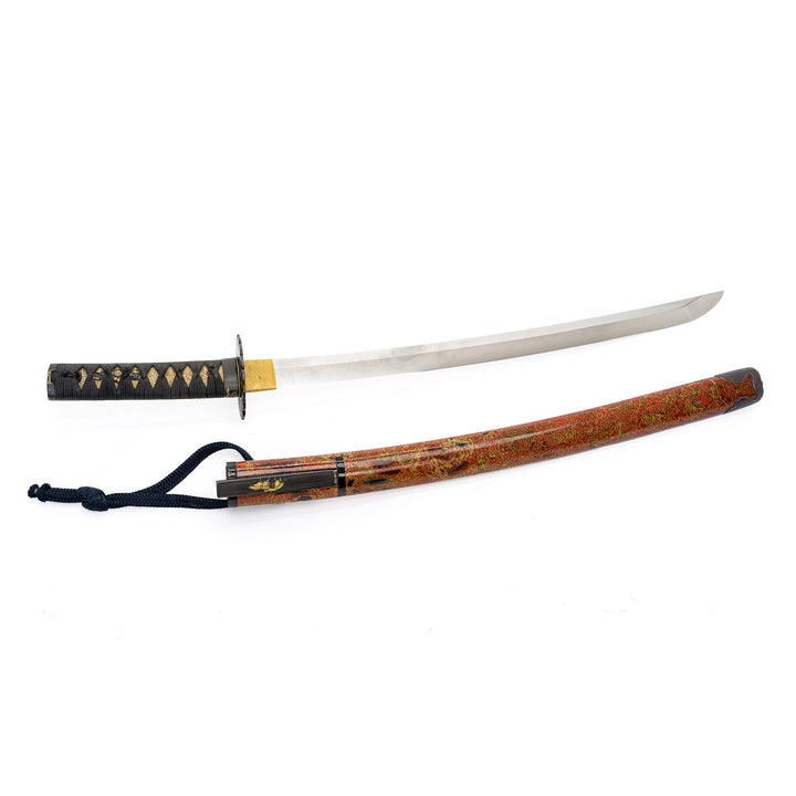 Samurai sword with iconic sanbon-sugi hamon pattern
