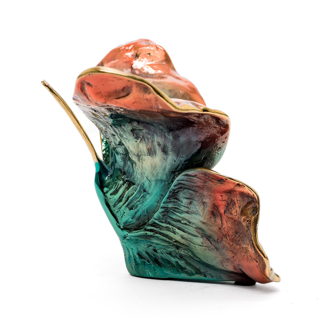 Sculptural butterfly with rose and turquoise enamel finish