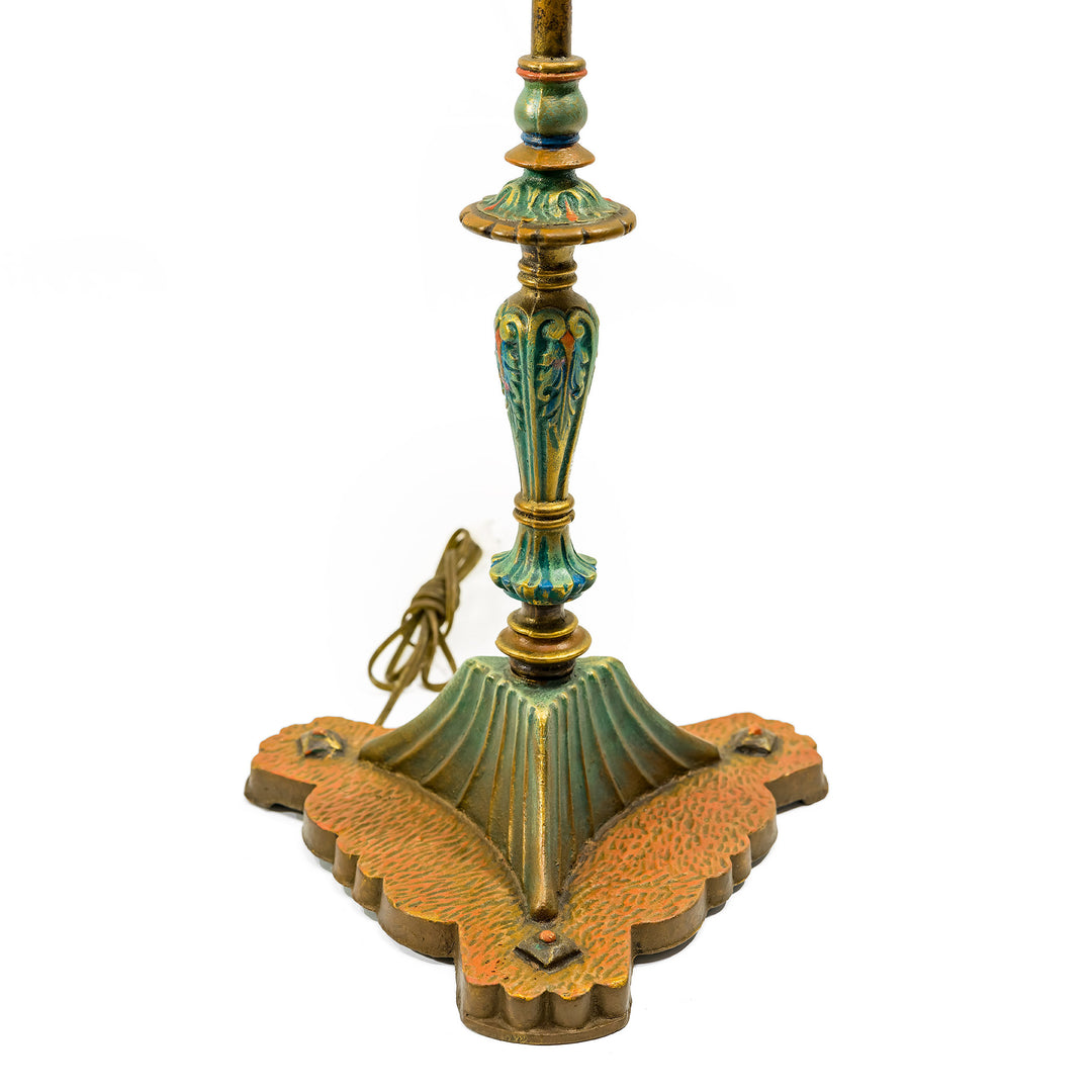 Statement piece antique lamp with detailed embroidery and fine metalwork