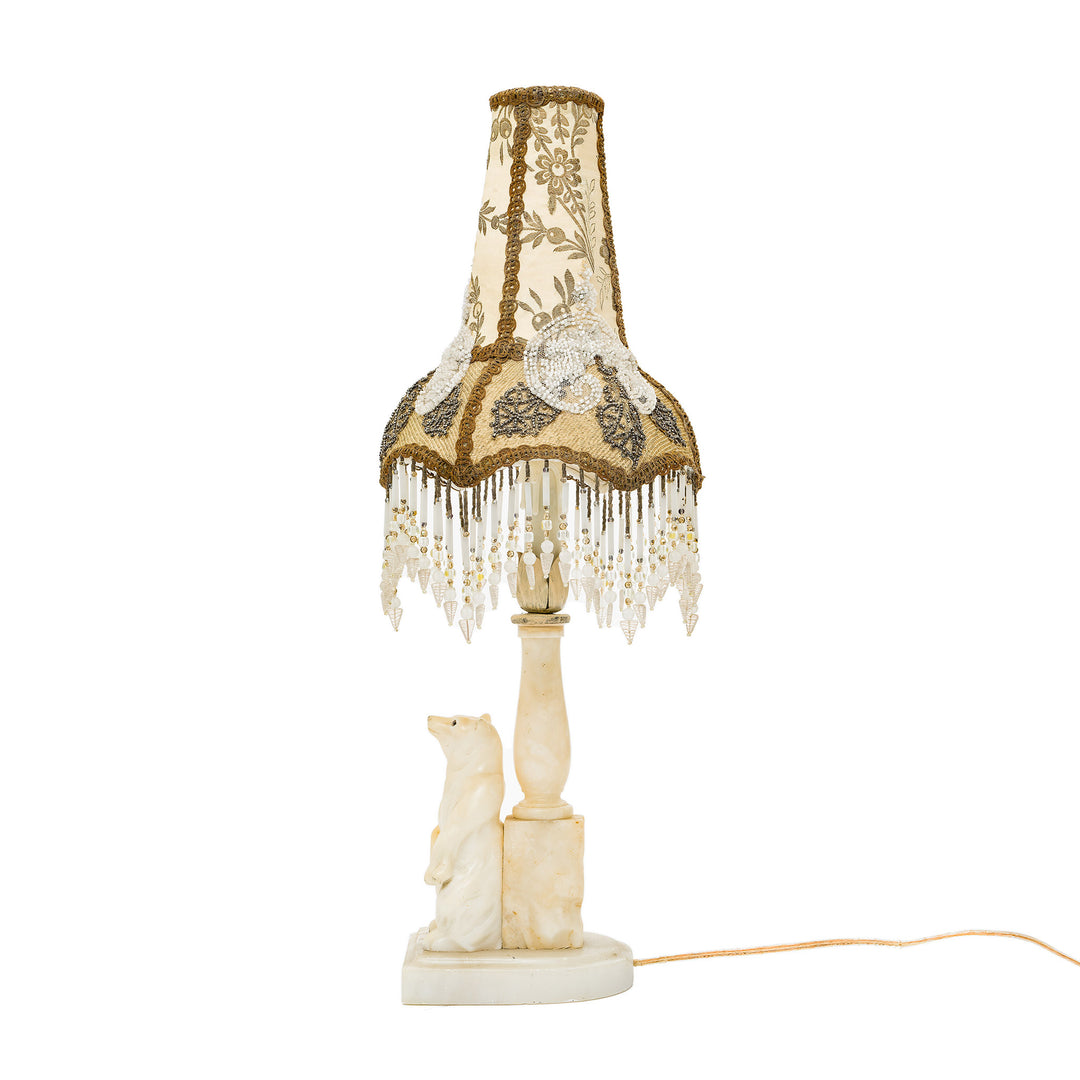 Unique embroidered lamp with antique materials