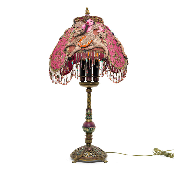 Unique embroidered warrior lamp with historical charm