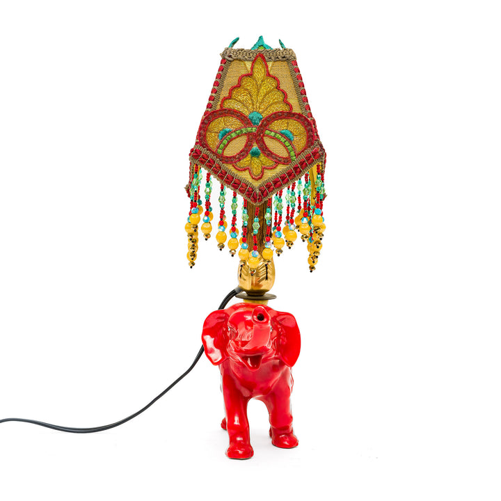 Vibrant vintage elephant lamp by Kathleen Caid