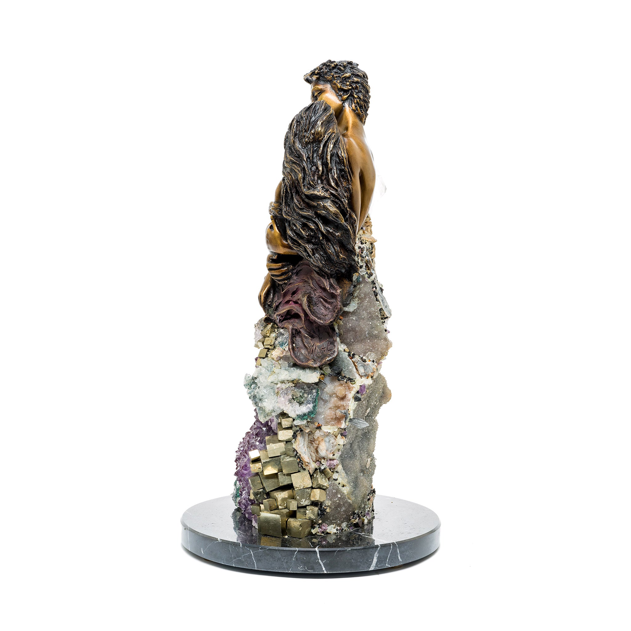 Passion Bronze Sculpture by Vidal with Amethyst and Crystal