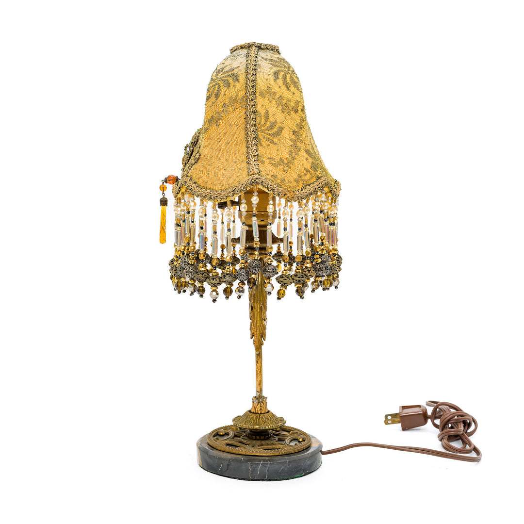 Elegant vintage bronze lamp with marbled base