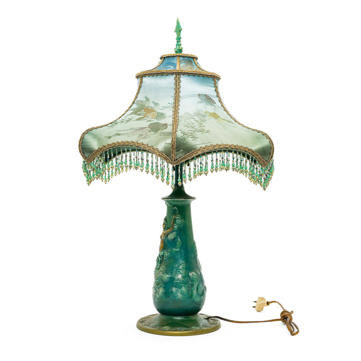 Vintage mermaid lamp with sculpted ocean wave base