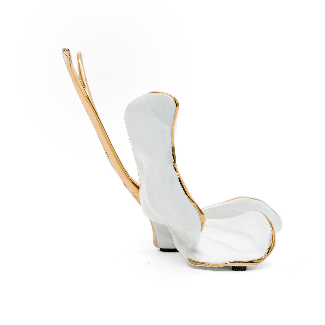 Butterfly figurine with white enamel and gold highlights