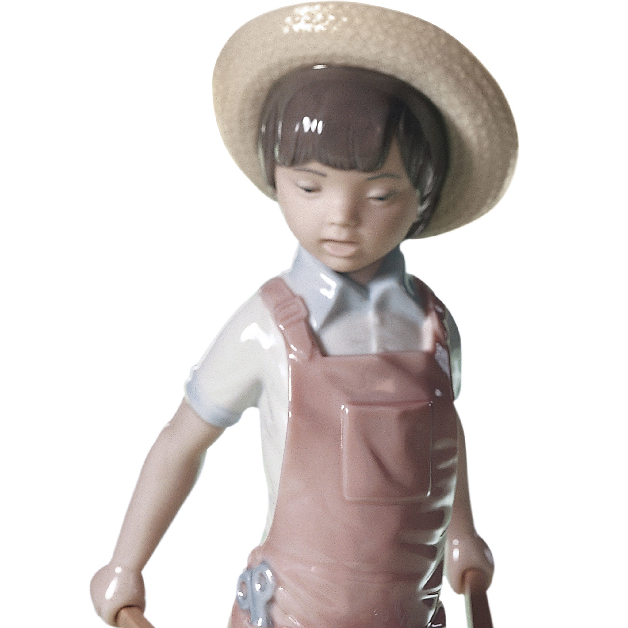 Wheelbarrow With Flowers Boy Figurine