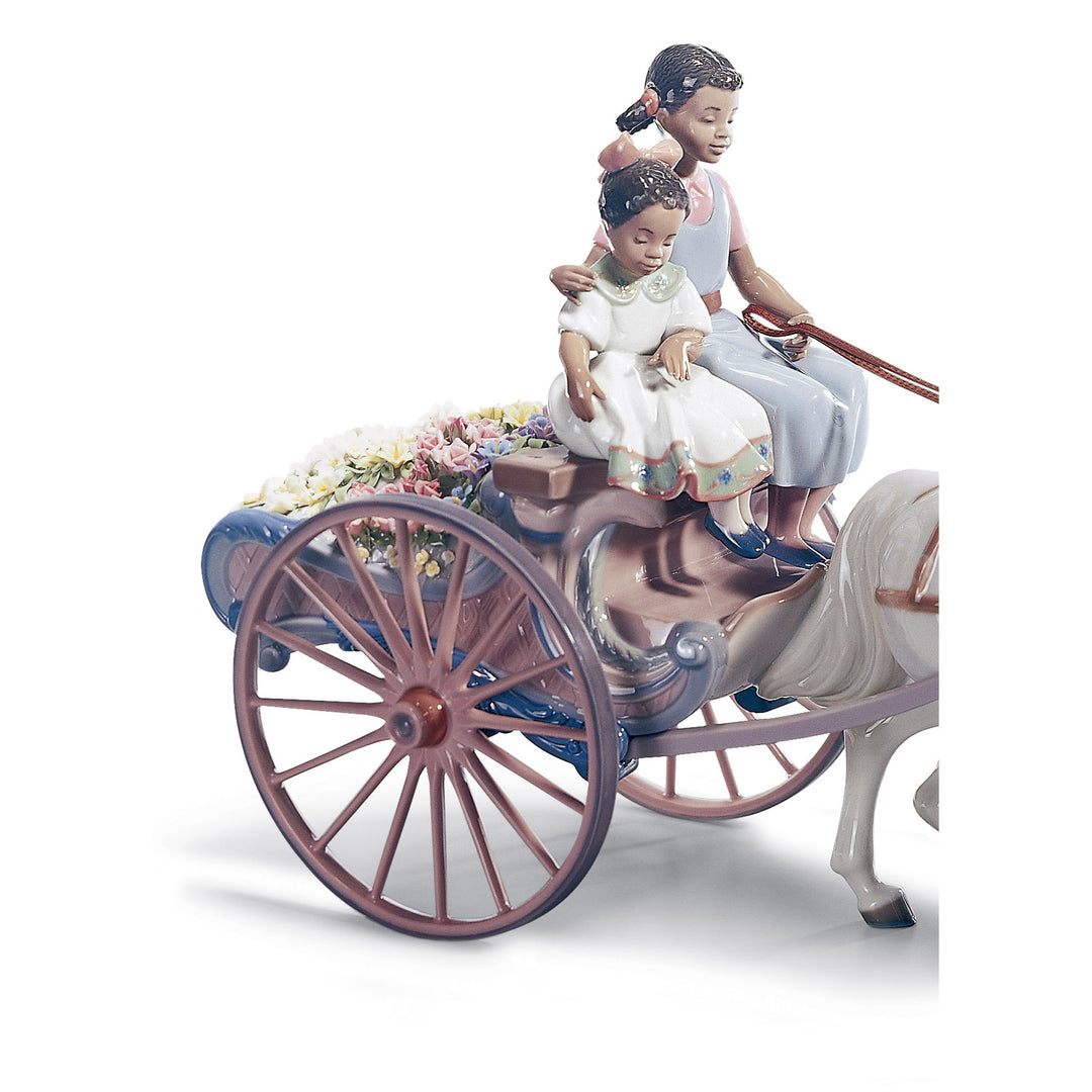 Image 2 Lladro Flower Wagon Children Sculpture. Limited Edition - 01001784