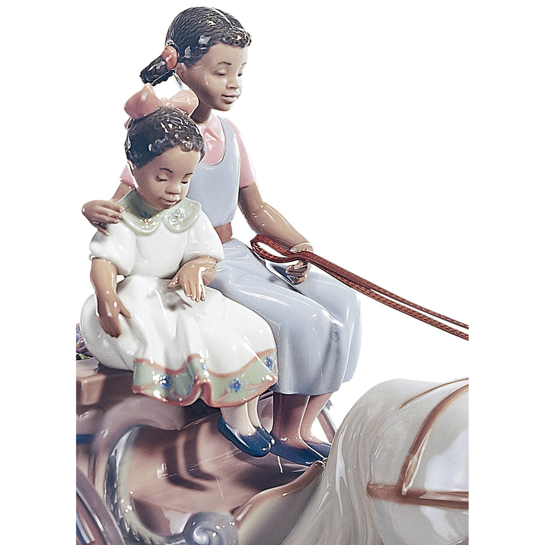 Image 4 Lladro Flower Wagon Children Sculpture. Limited Edition - 01001784