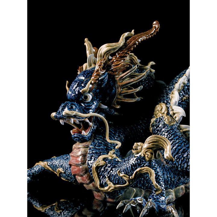 Image 4 Lladro Great Dragon Sculpture. Blue enamel. Limited Edition - 01001935