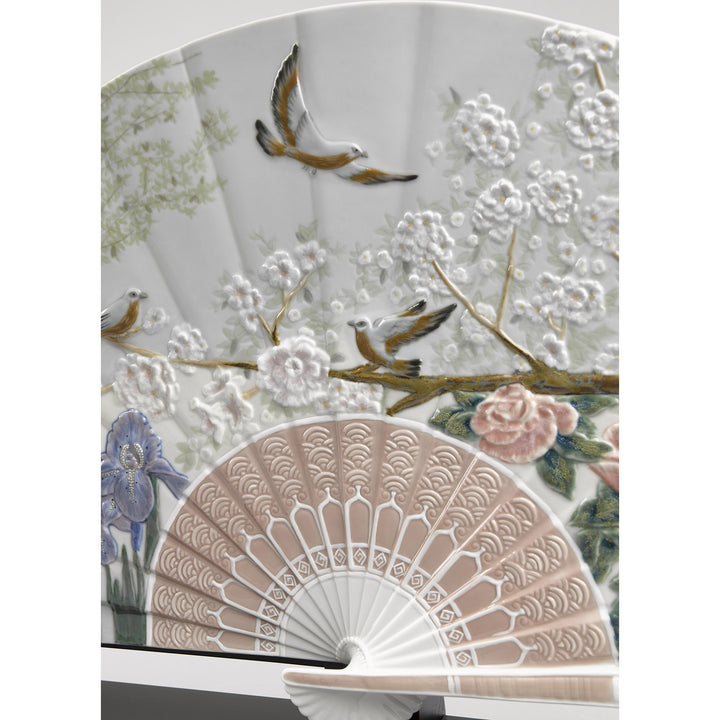 Image 3 Lladro Iris and Cherry Flowers Fan Decorative Fan. Limited Edition - 01001936
