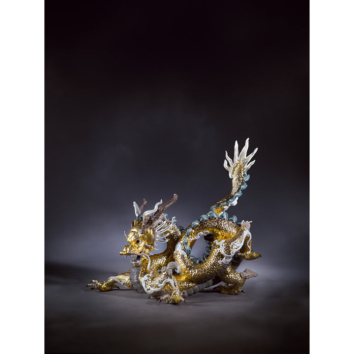 Image 3 Lladro Great Dragon Sculpture. Limited Edition. Golden Lustre - 01001973