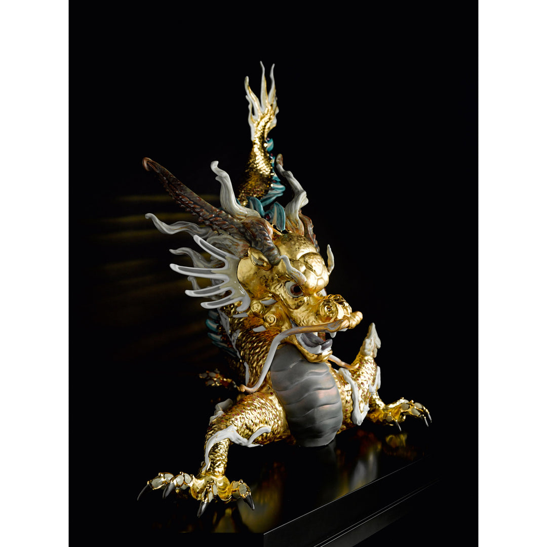 Image 4 Lladro Great Dragon Sculpture. Limited Edition. Golden Lustre - 01001973