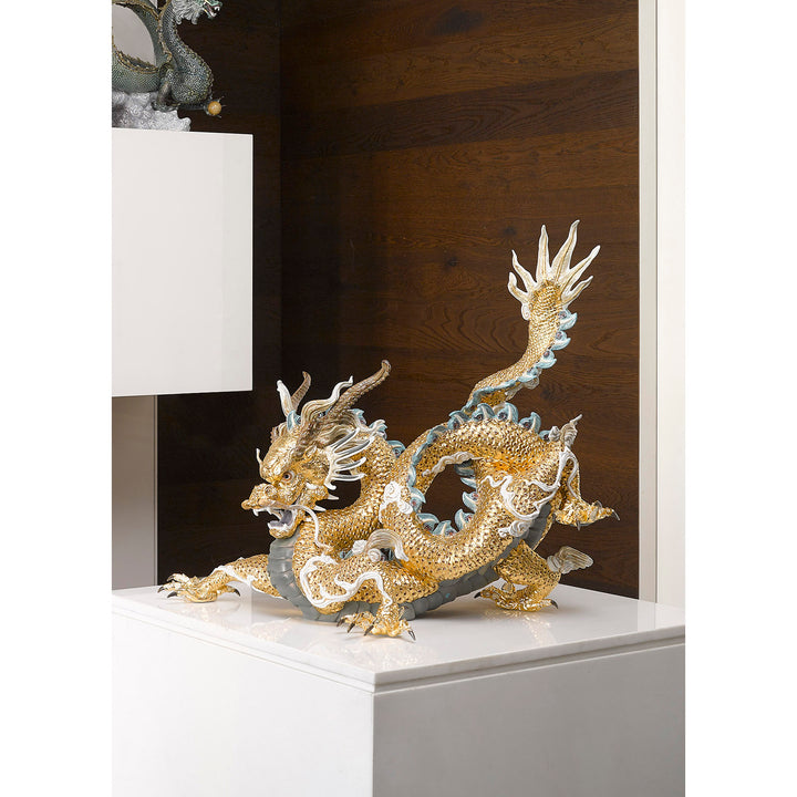 Image 5 Lladro Great Dragon Sculpture. Limited Edition. Golden Lustre - 01001973