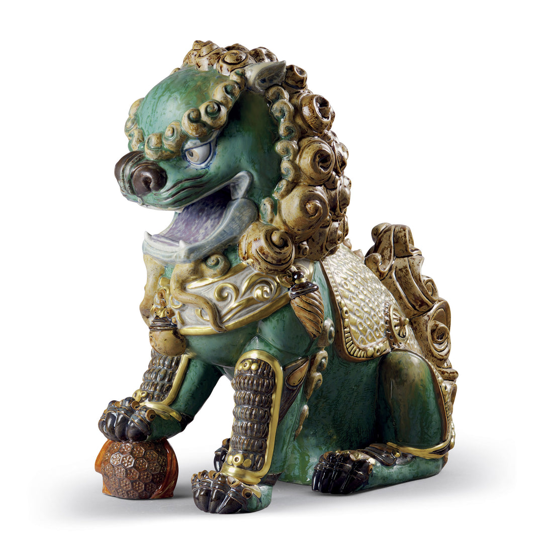 Lladro Oriental Lion Sculpture. Green. Limited Edition - 01001987