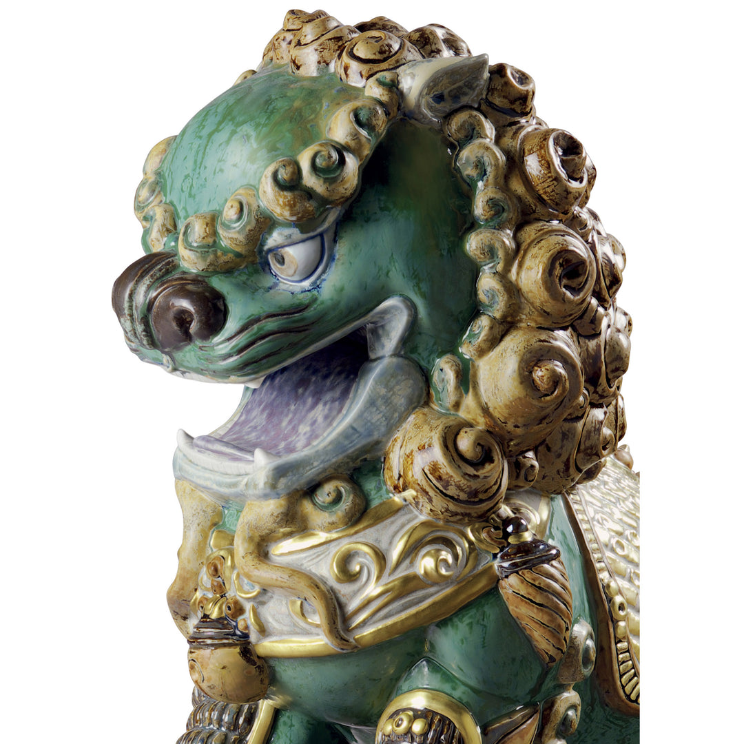 Image 2 Lladro Oriental Lion Sculpture. Green. Limited Edition - 01001987