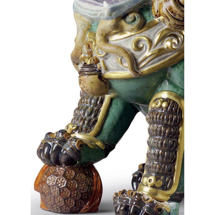 Image 3 Lladro Oriental Lion Sculpture. Green. Limited Edition - 01001987