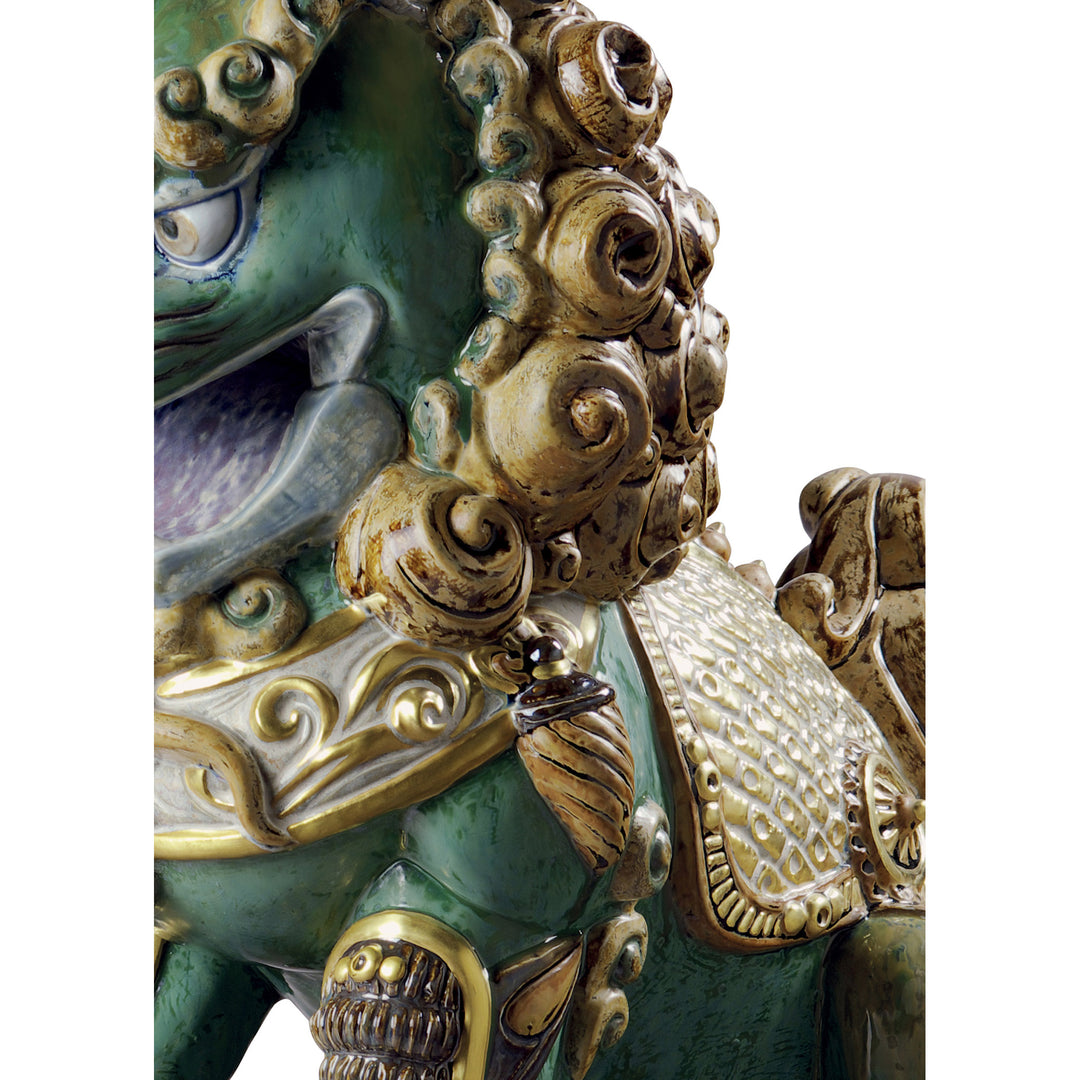 Image 5 Lladro Oriental Lion Sculpture. Green. Limited Edition - 01001987