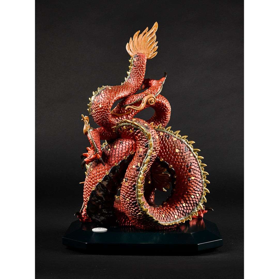Image 4 Lladro Protective Dragon Sculpture. Golden Luster and Red. Limited Edition - 01002006