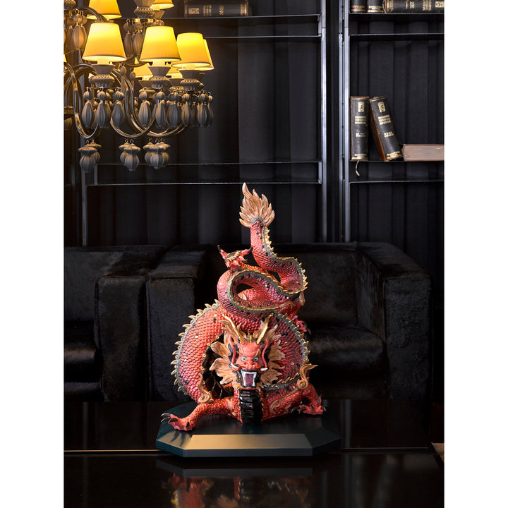 Image 5 Lladro Protective Dragon Sculpture. Golden Luster and Red. Limited Edition - 01002006