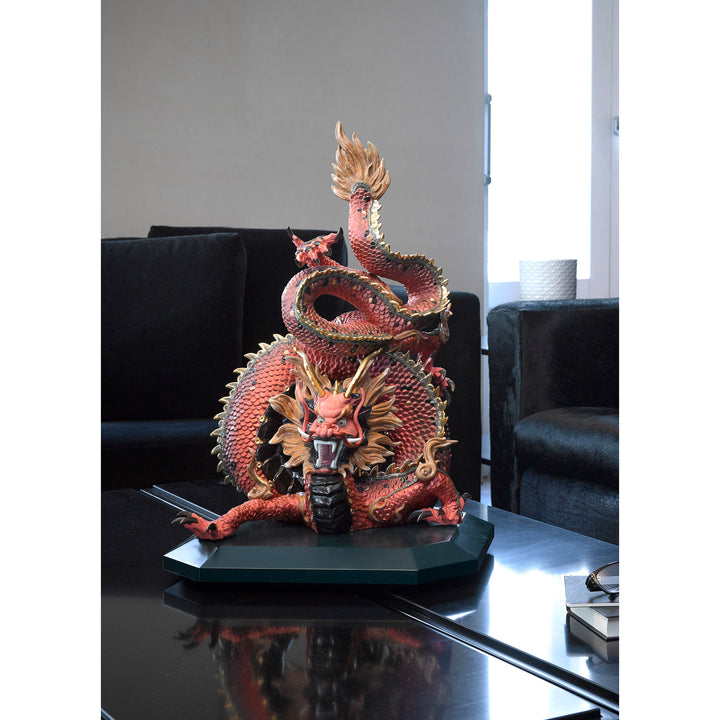 Image 7 Lladro Protective Dragon Sculpture. Golden Luster and Red. Limited Edition - 01002006