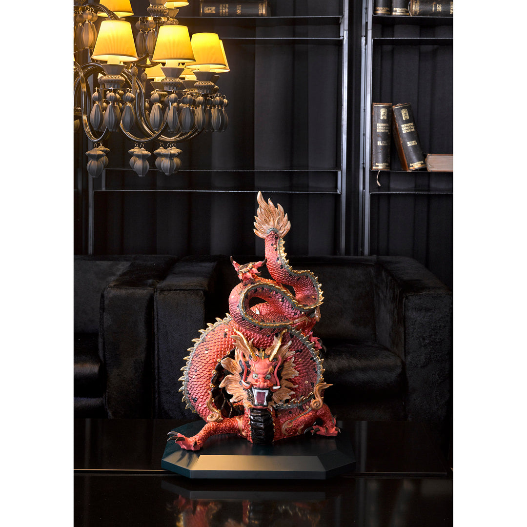 Image 8 Lladro Protective Dragon Sculpture. Golden Luster and Red. Limited Edition - 01002006