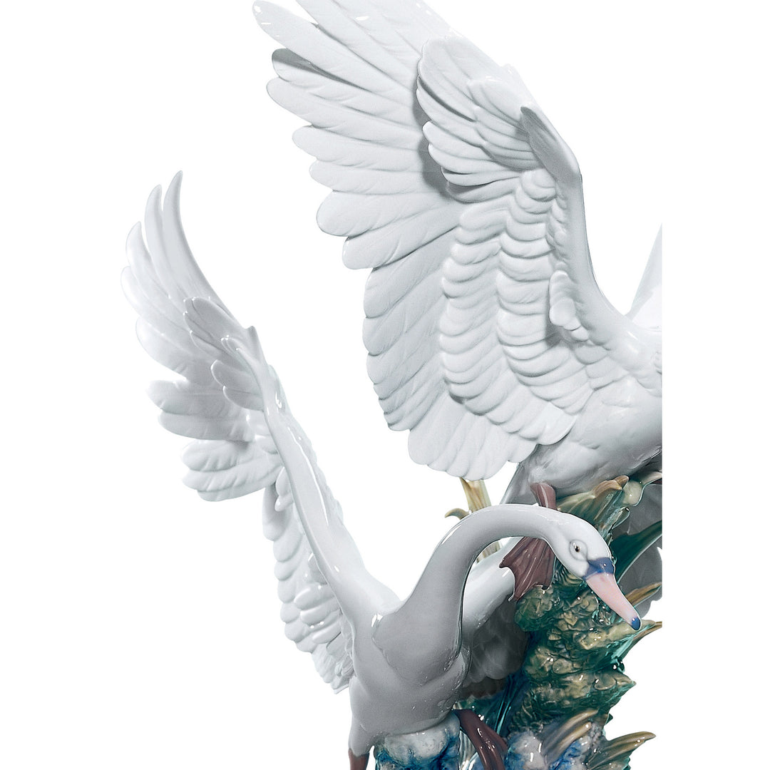 Image 2 Lladro Swans Take Flight Sculpture - 01005912