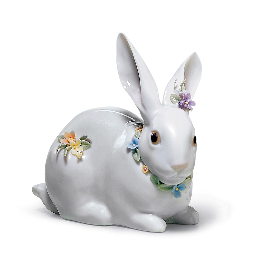 Lladro Attentive Bunny with Flowers Figurine - 01006098