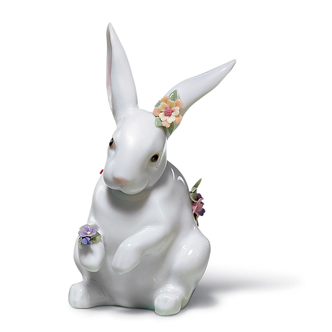 Lladro Sitting Bunny with Flowers Figurine - 01006100