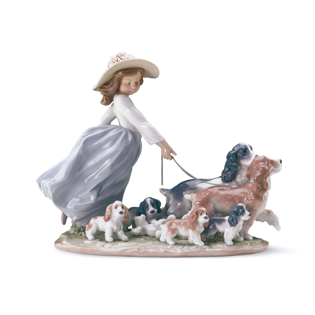 Lladro Puppy Parade Girl with Dogs Figurine - 01006784