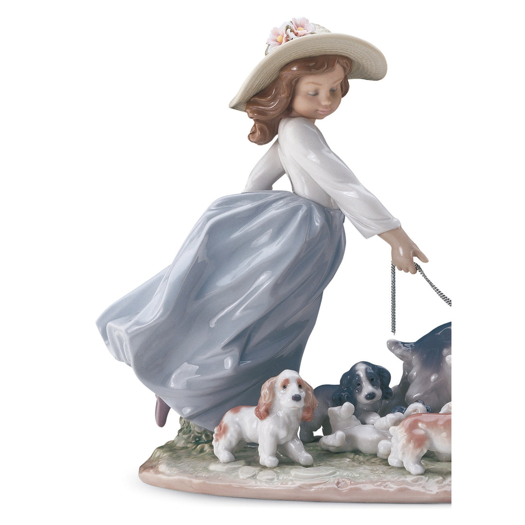 Image 2 Lladro Puppy Parade Girl with Dogs Figurine - 01006784