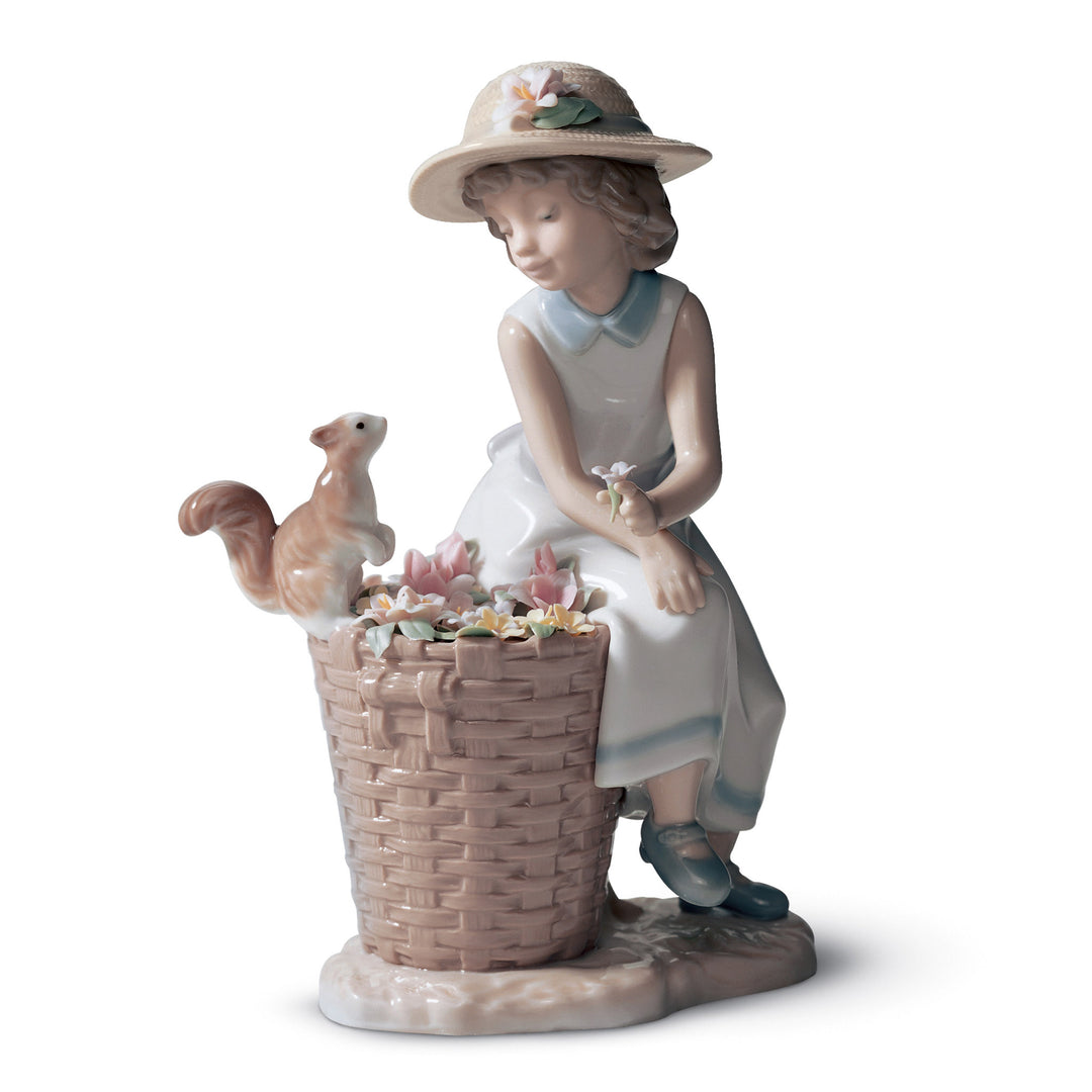 Lladro Hello Little Squirrel! Girl Figurine - 01006825