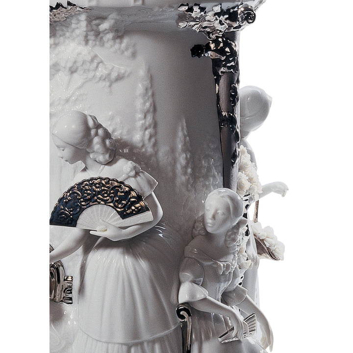 Image 4 Lladro Ladies in Garden Vase. Limited Edition. Silver Lustre - 01007035