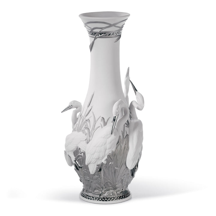 Lladro Herons' Realm Vase. Silver Lustre - 01007053