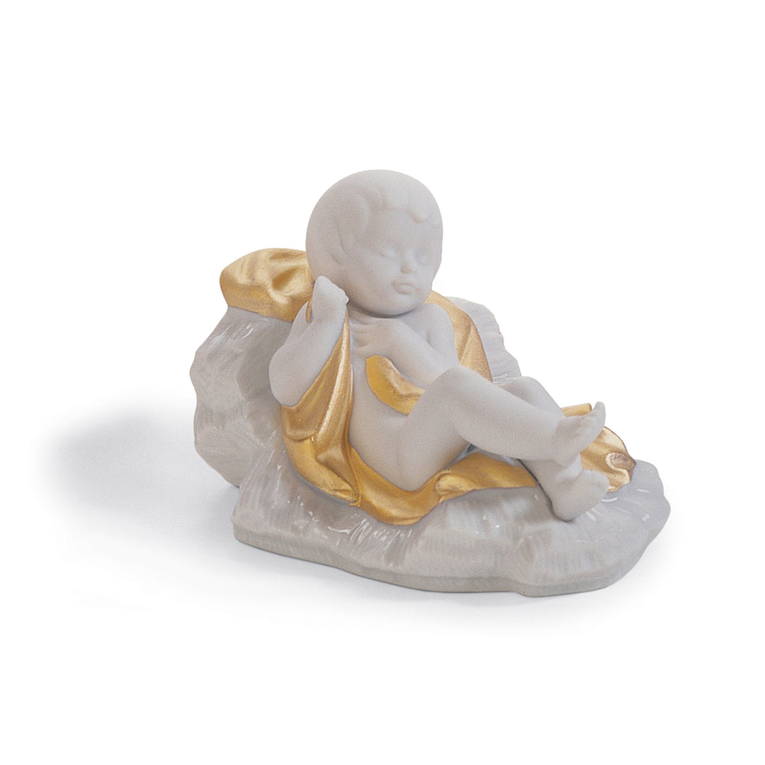Lladro Baby Jesus Nativity Figurine. Golden Lustre - 01007087