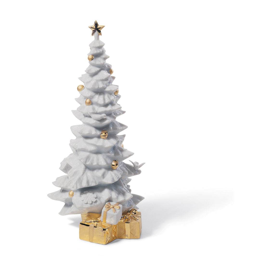 Lladro O Christmas Tree Figurine. Golden Lustre - 01007089