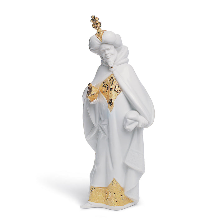 Lladro King Balthasar Nativity Figurine. Golden Lustre - 01007145