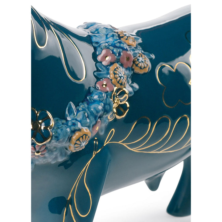 Image 3 Lladro Flower Bedecked Bull Figurine. Limited Edition - 01007297