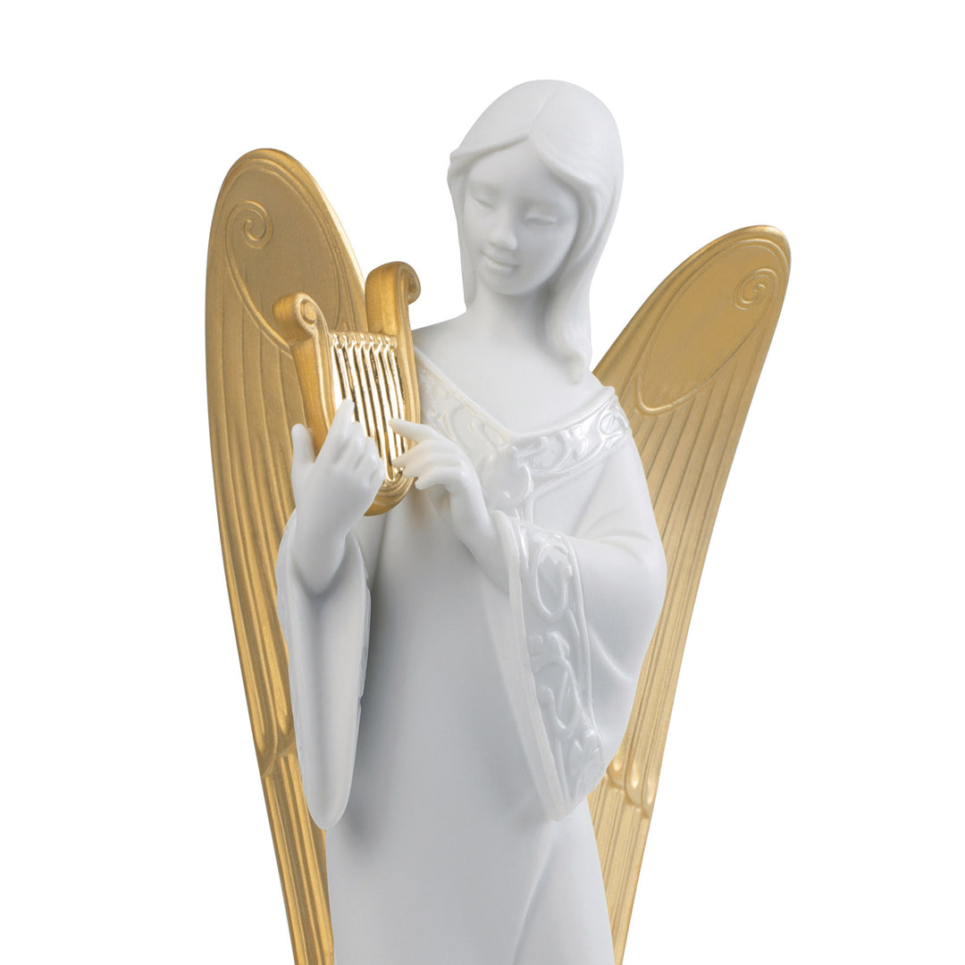 Image 2 Lladro Celestial Melody Angel Christmas Ornament. Golden Lustre - 01007728