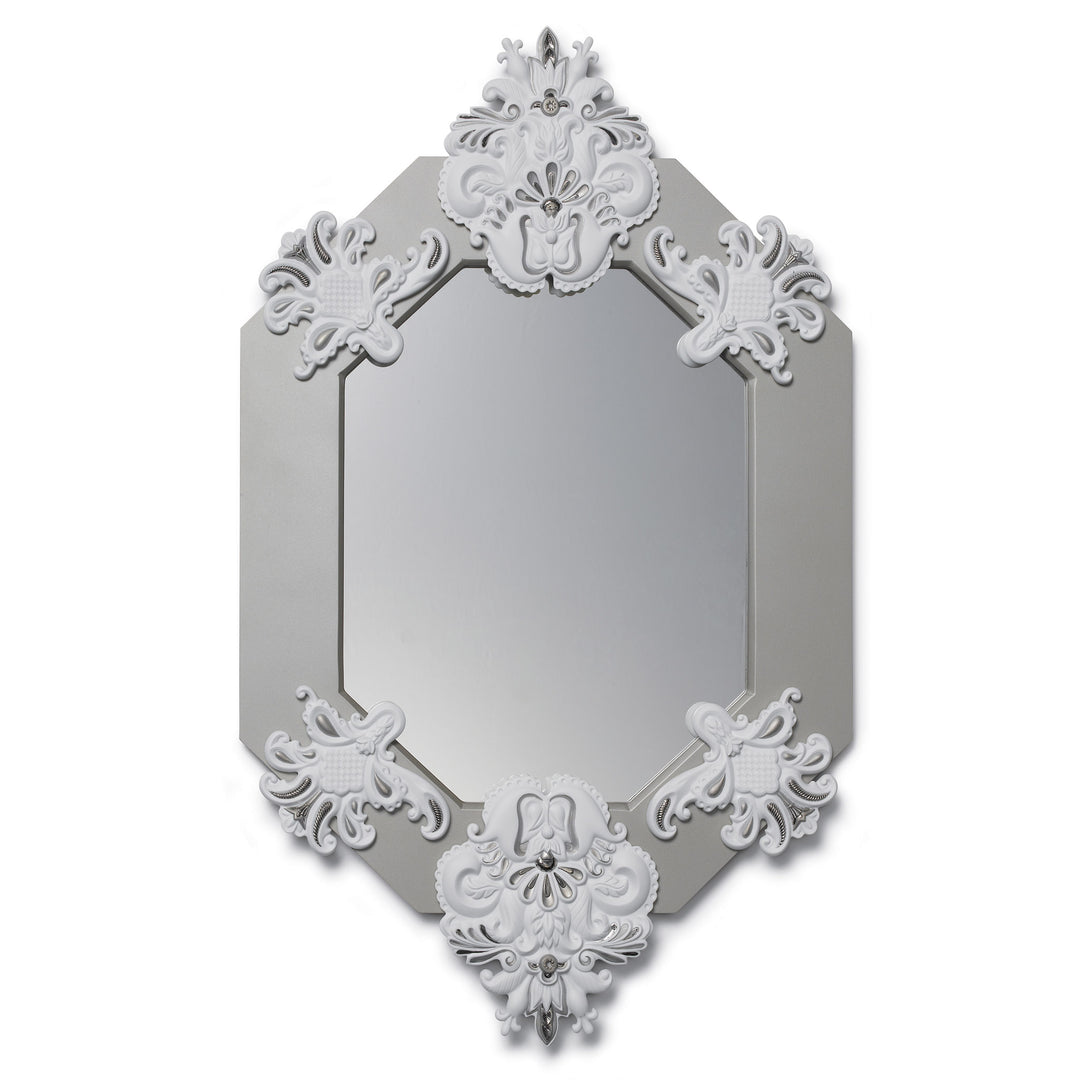 Lladro Eight Sided Wall Mirror. Silver Lustre and White. Limited Edition - 01007781